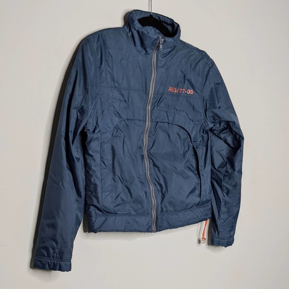 American Eagle Blue Nylon Full Zip Jacket Sz Medium - Picture 2 of 7
